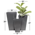 thumbnail image 4 of DecMode 17", 21", 25"H Light Weight Dark Gray Metal Geometric Planter with Tapered Base (3 Count), 4 of 12