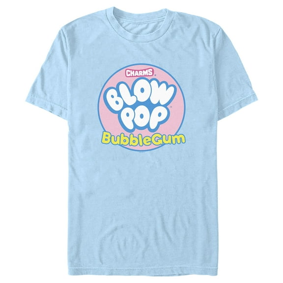 Men's Blow Pop Bubble Gum Logo  Graphic Tee Light Blue Small