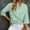 Green, variant on Lolmot Linen Shirts for Women Summer Loose Casual Button V Neck Henry Collar Plus Size Solid Shirt Blouse 3/4 Sleeve Loose Fit Tunic Tops Basic Blouse