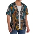 thumbnail image 2 of KLL Coffee-Drinking Skull Print Men's Shirt Short Sleeve Button Down Summer Cuba Beach Shirts- Medium, 2 of 5