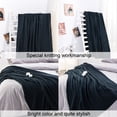 thumbnail image 2 of Organictune Cotton Cable Knitted Throw Blanket, Lightweight and Breathable Soft Blanket for Sofa and Bed, 51" x 67", Navy Blue, 2 of 5
