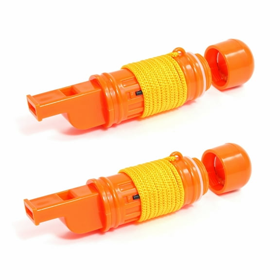 (2 Pack) 5 in 1 Survival Whistle Orange