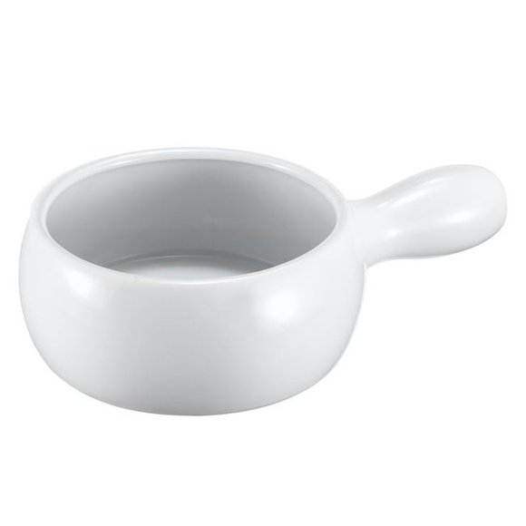 Browne Ceramic White Onion Soup Bowl with Handle, 16 oz Capacity