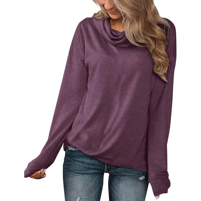 Pullovers à Manches Longues pour Femmes Col Bénitier Tunique Chemise Décontractée