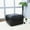 black, variant on BBH Homes Handmade Beige Leather Round Pouf Ottoman BBBACPF0008 Indoor Decor