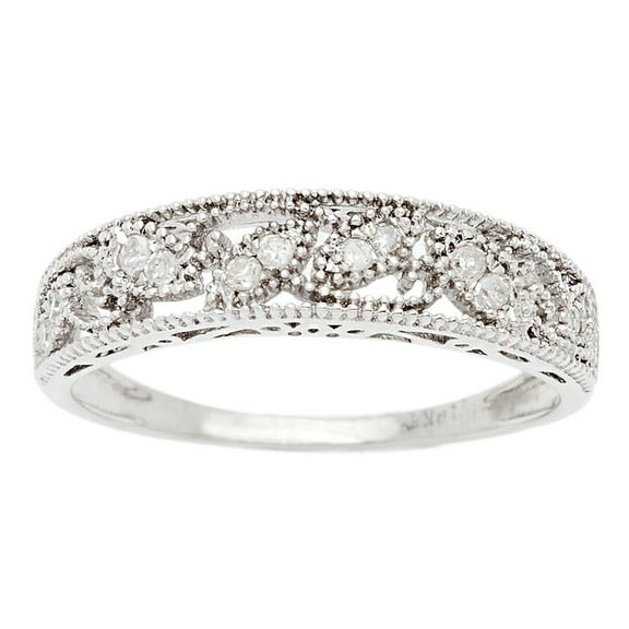 10k White Gold Vintage-Style Diamond Anniversary Band (0.08 cttw, I-J, I2-I3)