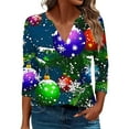 thumbnail image 2 of LEKWK Christmas Tunic Tops for Women Xmas Tree V Neck 3/4 Sleeve Tshirts Womens Christmas Sweater Winter Christmas Blouses for Women, 2 of 5