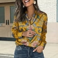 thumbnail image 6 of Womens Tops Retro Floral Print Long Sleeve Satin Shirt Spring Summer Shirts for Women Yellow L, 6 of 9