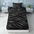 thumbnail image 4 of Homewish Zebra Print Twin Sheets, Black Gray Bedding, Animal Theme Decor, 3-Piece (1 Flat Sheet, 1 Fitted Sheet and 1 Pillowcase), 4 of 6