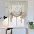 thumbnail image 1 of Flower Embroidery Tie Up Sheer Voile Balloon Shade Drape for Small Window Bathroom Decor, 1 Panel, 39"x 47" Inches, 1 of 3