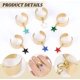 thumbnail image 5 of Anillo de acero inoxidable con dijes para mujer, 6 unidades, ajustable, con colgantes de estrella esmaltada, dorados, abiertos, para Navidad, Año Nuevo, regalo de moda., 5 of 6
