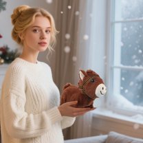 Animated Plush Horse with Motorized Movement - Realistic Motion & Sound Interactive Animal Figure, Soothing Effects for Calming Display and Home Decor