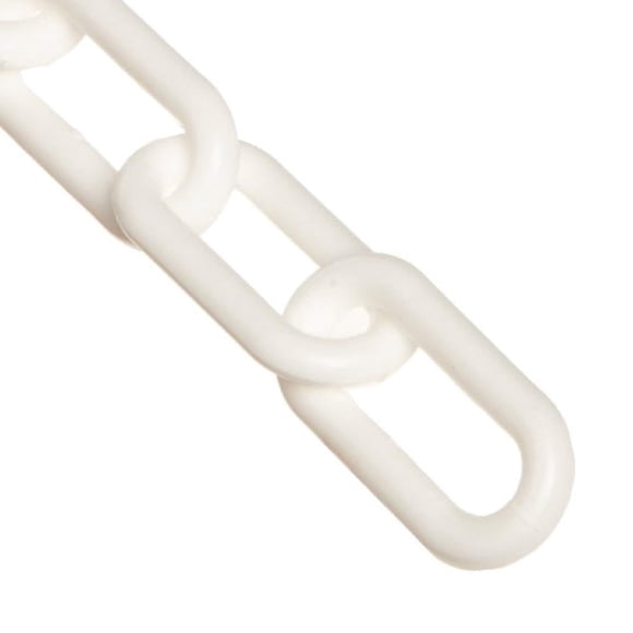 Mr. Chain Cadena de barrera de plástico blanca de 2 pulgadas de diámetro de eslabón de 10 pies de longitud (50001-10)