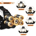 thumbnail image 3 of Linterna frontal recargable de 5 LED con zoom, brillo ultraalto, superbrillante, recargable por USB, impermeable, 4 modos para uso nocturno, pesca, correr, caza, lectura, camping y senderismo., 3 of 5