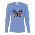 thumbnail image 2 of Colorful Butterfly Oh Butterfly On Whispering Wings Animal Lover Womens Graphic Long Sleeve T-Shirt, Light Blue, X-Large, 2 of 3
