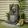 thumbnail image 2 of Water Fountain Modern Waterfall Garden Freestanding Fountain Curved Surface Artistry Design with LED Lights for Garden, Living Room, Patio, Home Decor, 2 of 7