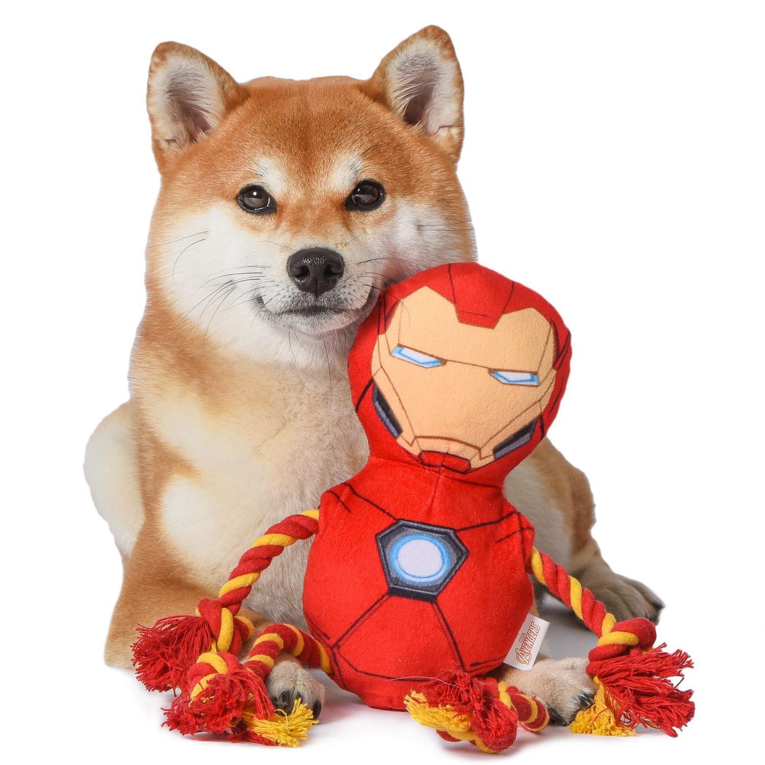 Jouet pour chien en corde en peluche avec couineur Iron Man