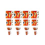 Stoneware Artisan Hand Painted Reactive Glaze 16pc Dinner Set Square, Impressionism Garden