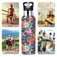 thumbnail image 7 of Yayeee 20oz Insulated Water Bottle Double Wall Stainless Steel with Flip Straw Lid, Vibrant Pink Floral Pattern, 7 of 7