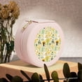 thumbnail image 6 of Yiaed Animal Tree Print Travel Jewelry Case Bridesmaid Gift Boxes Jewelry Travel Organizer Small Round Jewelry Box Mini Storage-Pink, 6 of 7