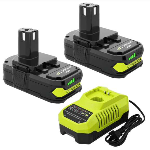 2pack Replacement for 3.6Ah Ryobi P108 18V high capacity battery and P117 Charger P107 P104 P105 P102 P103 Tools
