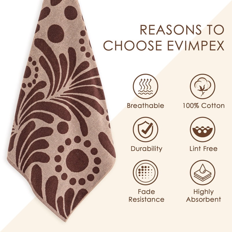 Evimpex 100%-Cotton 2pcs/SET Beach & Pool Towels - Large Cotton Towels for Pool, Beach, Bath, Gym & More - Soft, Absorbent & Oversized Beach Towels 36” x 72”
