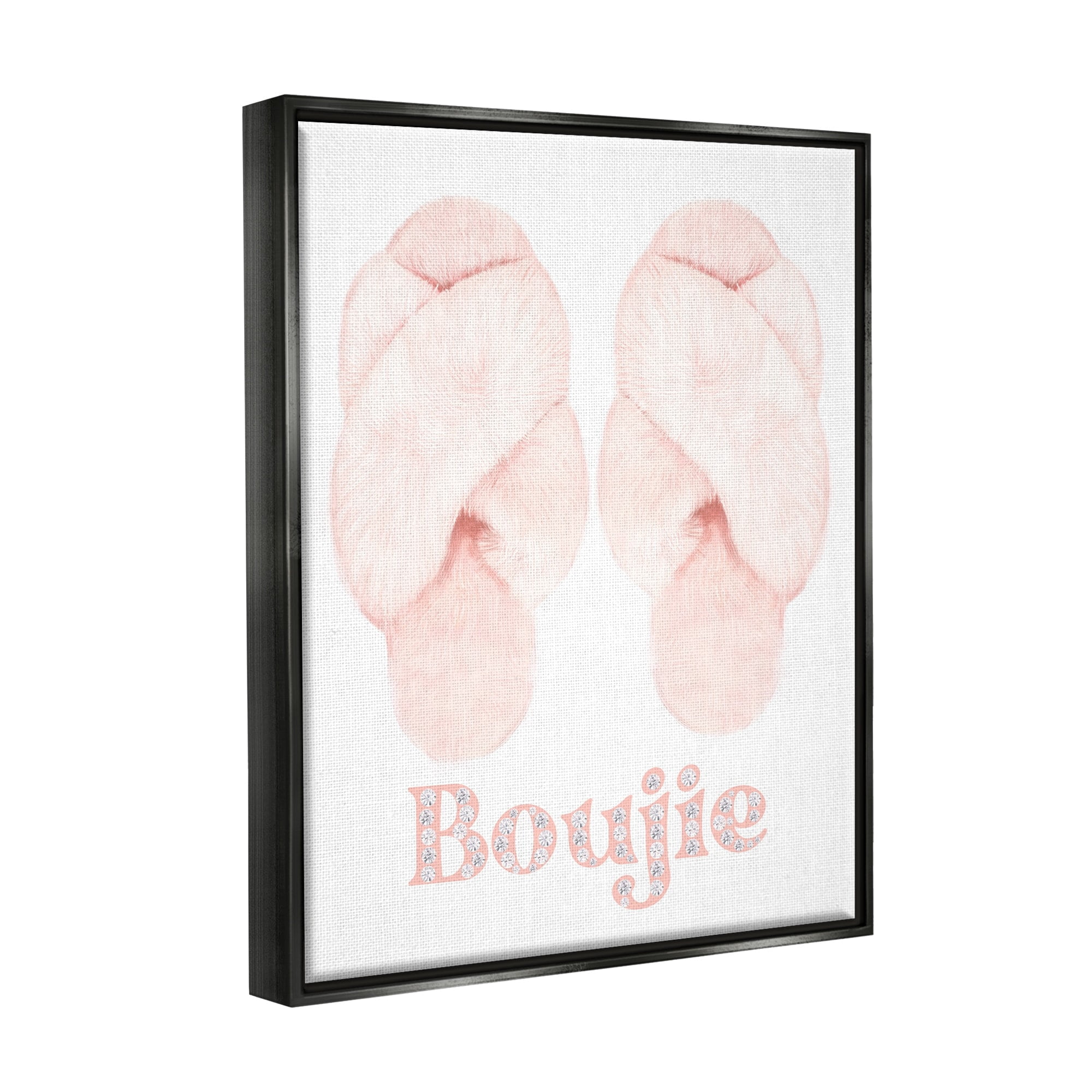 Stupell Industries Chic Luxury Slippers Glam Boujie Fashion Text Graphic Art Luster Gray Floating Framed Canvas Print Wall Art, Design by Ziwei Li