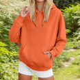 thumbnail image 3 of Women's Oversized Long Sleeve Crewneck Sweatshirt Casual Loose-Fitting Drawstring,Women’s Long Sleeve Pullover Hoodie, Casual Crewneck Sweatshirt for Everyday Wear,Orange 2XL, 3 of 4