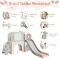 thumbnail image 2 of Toddler Slide for Kids,8-in-1 Indoor Outdoor Toddler Slides Playground with Basketball Hoop, Telescope, Slide Climber Playset for Outdoor Playset,Indoor，Pink, 2 of 6