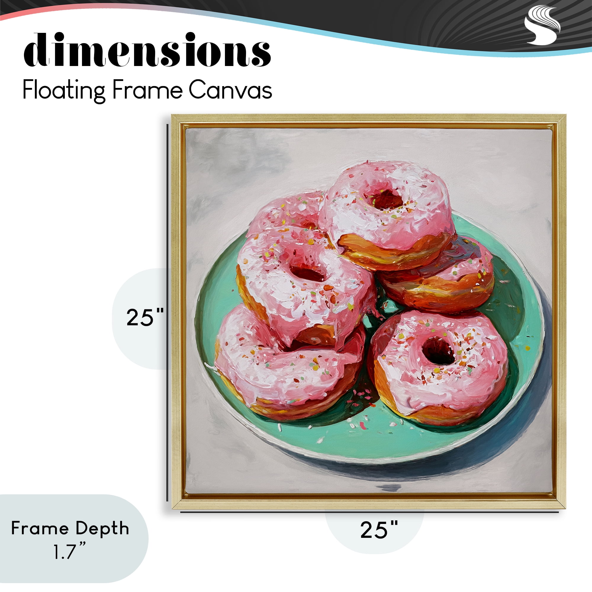 Stupell Industries Pink Frosted Donuts Gold Framed Floater Canvas Wall Art, design by Tina LeCour