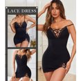 thumbnail image 3 of Women Sexy Nightgown Lace Babydoll Chemises V-Neck Modal Sleepwear Full Slip Side Slit Sleep Dress XS-XXL, 3 of 9