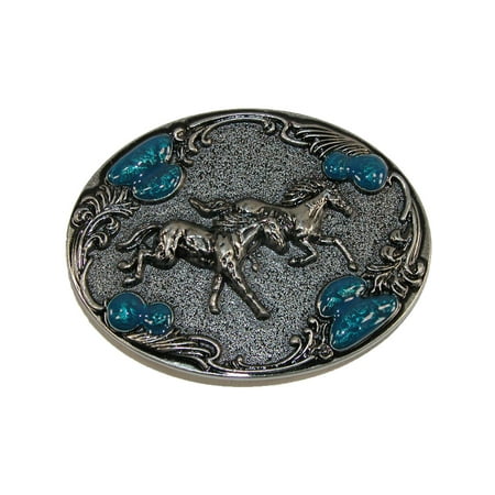 Size one size Women's Horse Belt Buckle with Turquoise