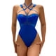 thumbnail image 1 of Mujeres malla Lencería Backless Slim Fit correa de hombro ajustable cintura alta Color puro Lencería de una pieza, 1 of 8