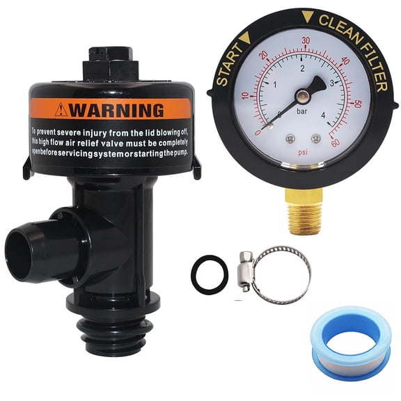 Fundyliue For Swimming Pool and Spa Filters 98209803 Air Relief Valve with 190058 Pressure Gauge
