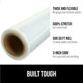 thumbnail image 2 of GORILLA GRIP 500% Stretch Film Heavy Duty Plastic, 500ft Shrink Wrap Roll 10" Puncture Resistant, Industrial Strength for Shipping, Pallet Storing, Moving, Packing Furniture Protection 1 Pack Clear, 2 of 3