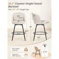 thumbnail image 4 of Carolayne 26.5" Swivel Bar Stools Set of 3, Modern Fabric Counter Height Bar stools with Back & Removable Cushion for Kitchen Island, Linen Color, 4 of 9