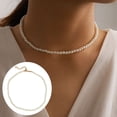 thumbnail image 2 of AYYUFE WomenFaux Pearl White Alloy Round Short Choker Necklace for Party Alloy White, 2 of 7