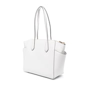 Michael Kors Marilyn Medium Saffiano Leather Top Zip Tote, Optic White