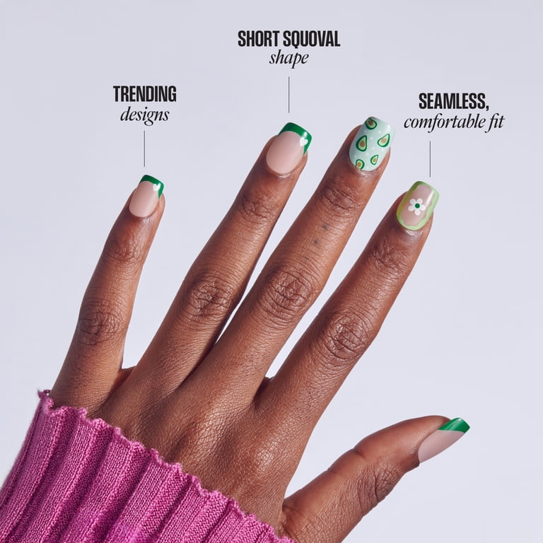 Broadway by Kiss Press On Nails, 'Dazzling Muse', Green, Short
