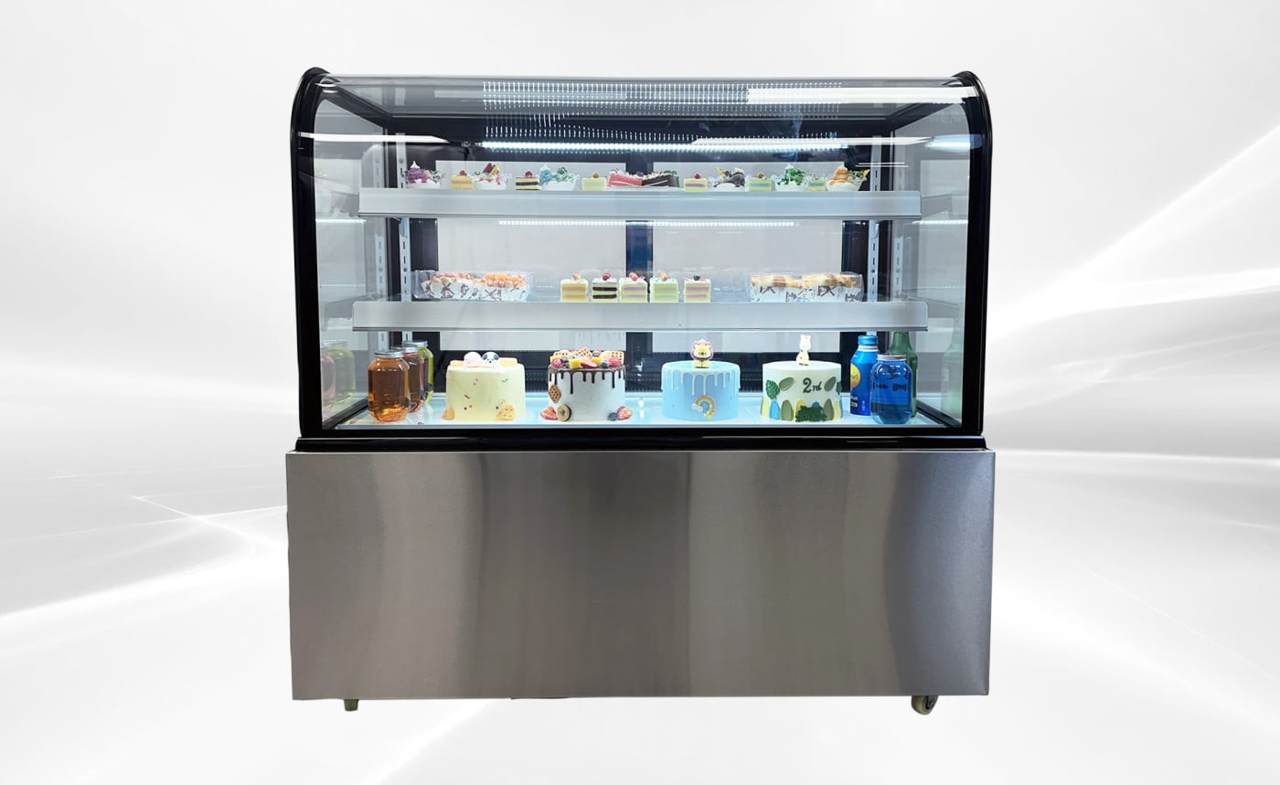 48" Commercial Refrigerated Bakery Display Case, Curved Glass Cake Showcase Refrigerator, LED Lighting, NSF Certified