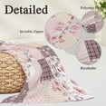 thumbnail image 3 of Boho Spring Floral Throw Pillow Covers, Vintage Flowers Patchwork Plaid Pink Soft Breathable Pillow Cases with Invisible Zipper for Sleeping, Small Pillowcases for Couch Bed Sofa Chair 16x24 Inches, 3 of 9