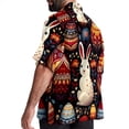 thumbnail image 3 of Easter Men's Casual Printed Button Down Short Sleeve Poplin Hawaiian Beach Shirt with Spread Collar Tops, 3 of 6
