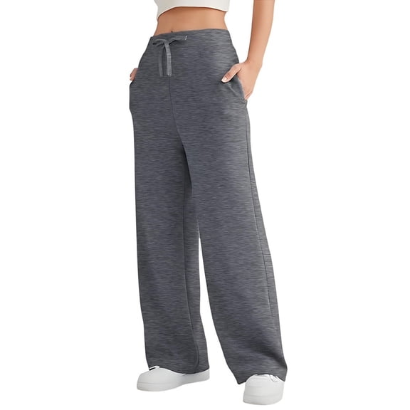 Wide Leg Sweat Pants for Womens High Waisted Baggy Sweatpants Casual Drawstring Workout Pants with Pockets Dark Gray XL