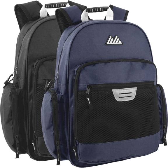 Summit Ridge 24 Pack Mesh Zippered Pocket, Rubber Grip Handle 18 Inch Laptop Backpacks, Padded Shoulder Straps for Travel, Commute