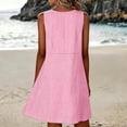 thumbnail image 5 of QUNYINEY Sleeveless Womens Sundresses Striped A Line Casual Midi Tank Dress Beach with Pockets Crew Neck Loose Fit Dresses, 5 of 8