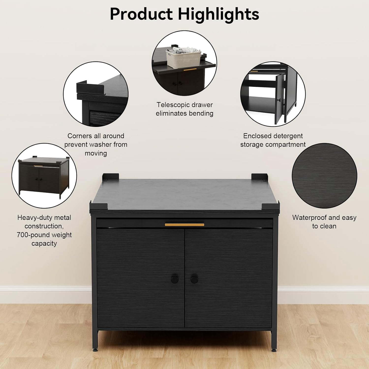 Laundry Pedestal for Washer and Dryer, 29" Universal Washing Machine Stand with Adjustable Feet and 4 Panel Corner, Fit Anti-Vibration Design with Telescopic Laundry Basket Shelf, 700 LBS Capacity