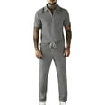 thumbnail image 2 of Maqroz Mens 2 Piece Outfits Quarter Zip Short Sleeve Shirt and Pants Business Formal Wedding Office Wear Lightweight Professional Elegant Ceremony Outfit, 2 of 9
