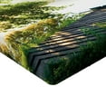 thumbnail image 2 of Ambesonne Nature Fitted Sheet, Fishing Pier by River, California King, Green Blue White, 2 of 3