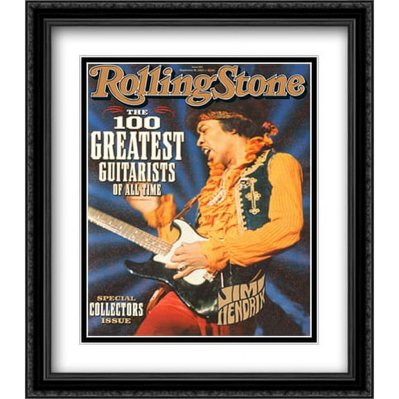 Jimi Hendrix Rolling Stone Cover 2x Matted 28x40 Large Black Ornate Framed Art Print