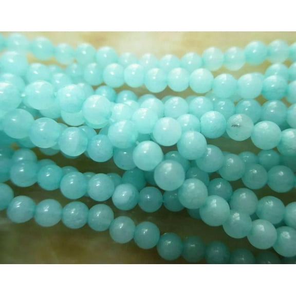 GKNET 4mm round Brazilian Aquamarine Gemstones Loose Beads 15"##RE002
